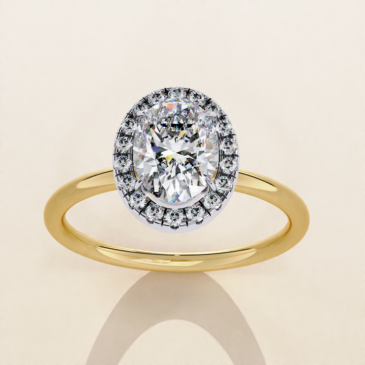 Sparkling Oval Cut Lab Grown Diamond Halo Ring