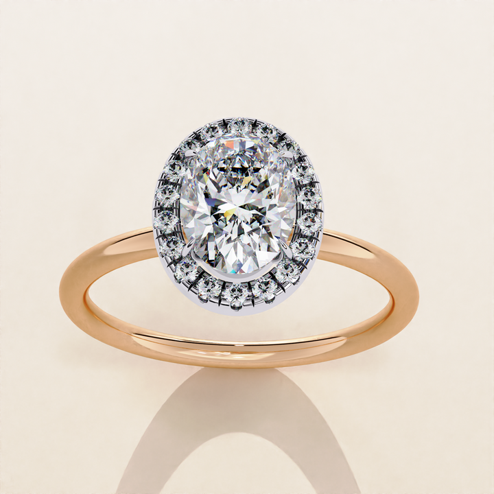 Sparkling Oval Cut Lab Grown Diamond Halo Ring