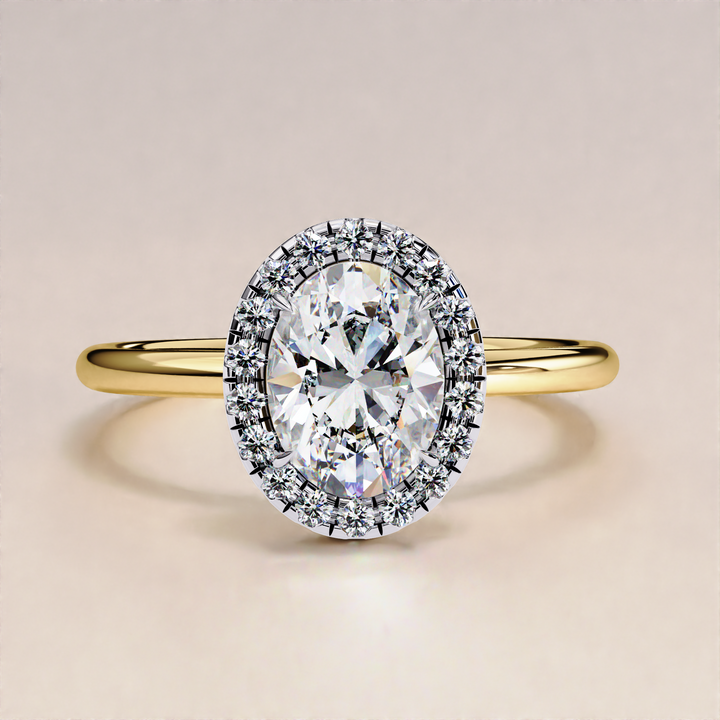Sparkling Oval Cut Lab Grown Diamond Halo Ring