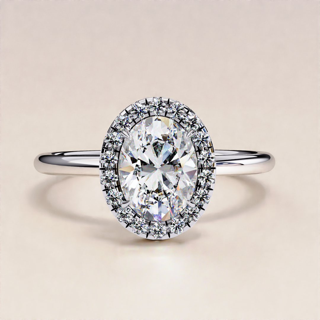 Sparkling Oval Cut Lab Grown Diamond Halo Ring