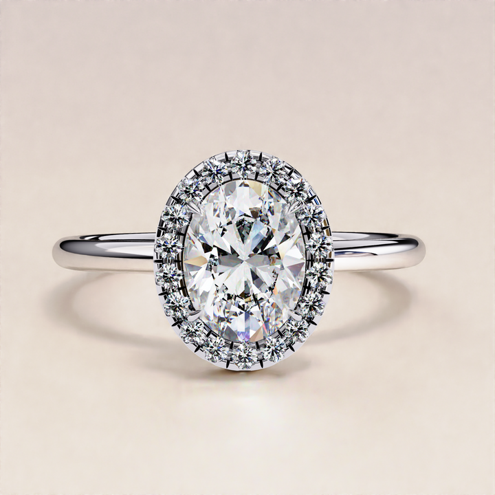Sparkling Oval Cut Lab Grown Diamond Halo Ring