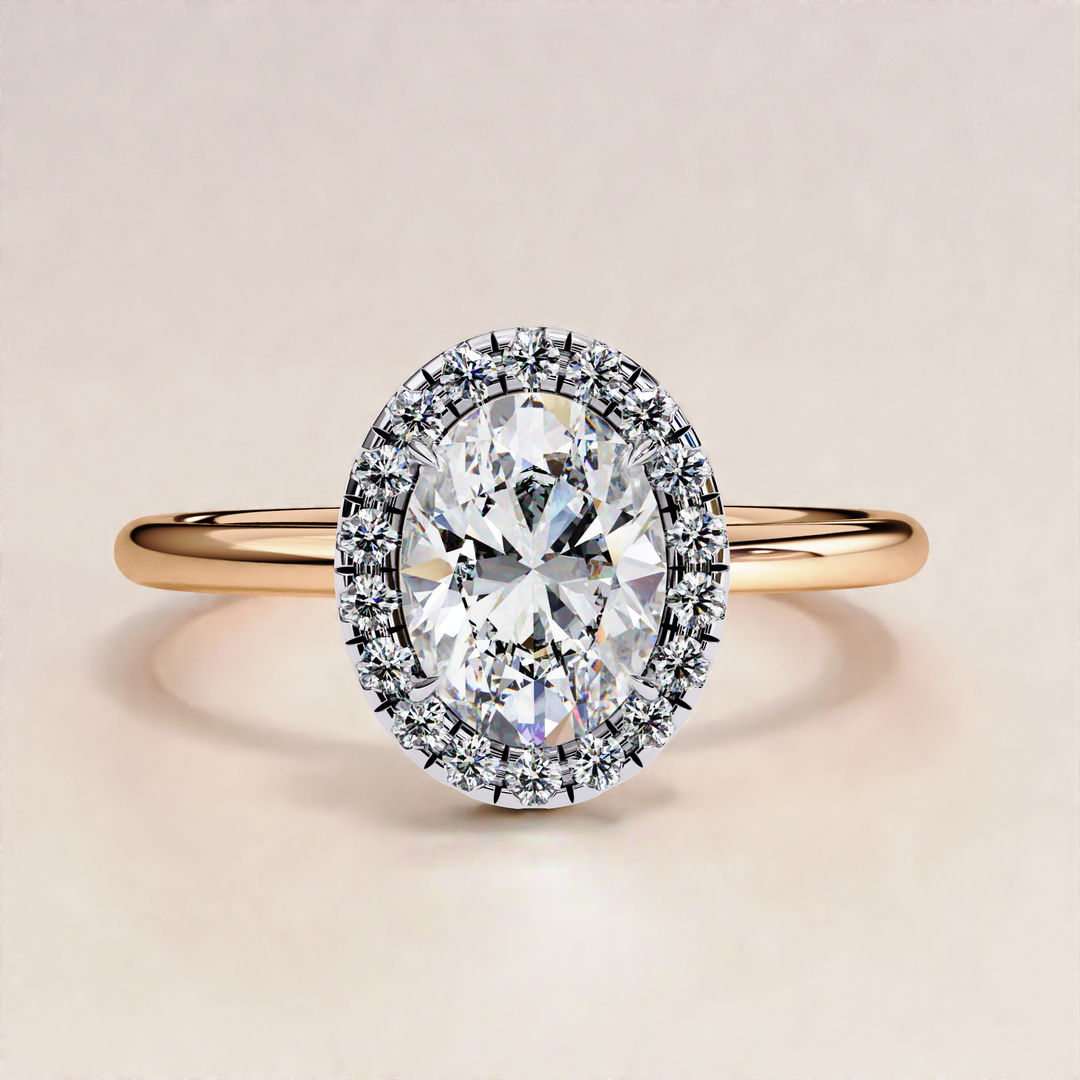 Sparkling Oval Cut Lab Grown Diamond Halo Ring