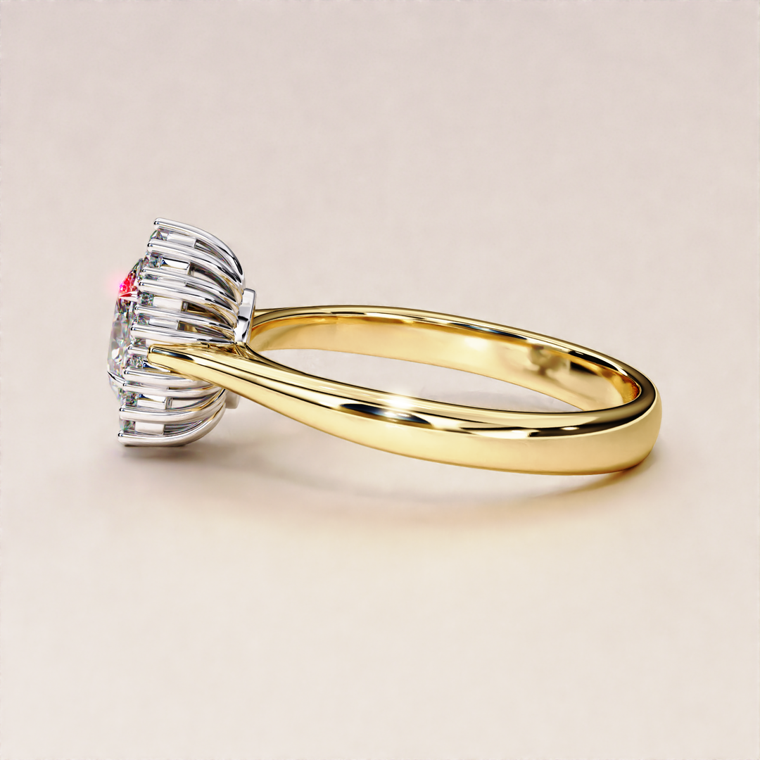 Oval Cut Lab Grown Moissanite Diamond Yellow Gold Ring