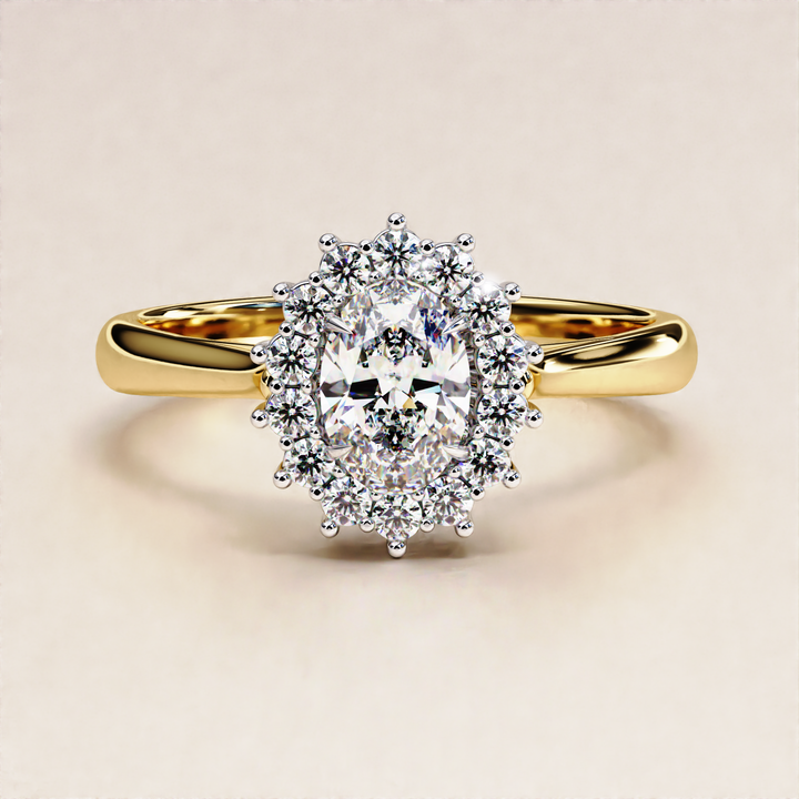 Oval Cut Lab Grown Moissanite Yellow Gold Ring