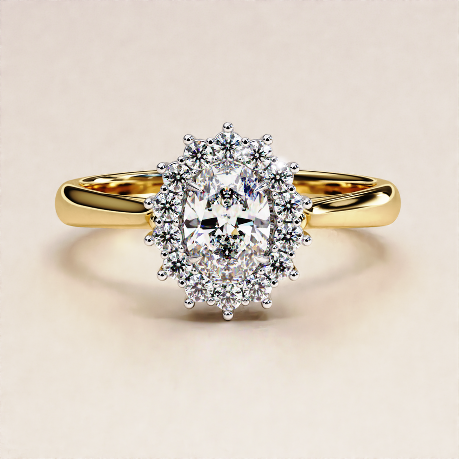 Oval Cut Lab Grown Moissanite Yellow Gold Ring