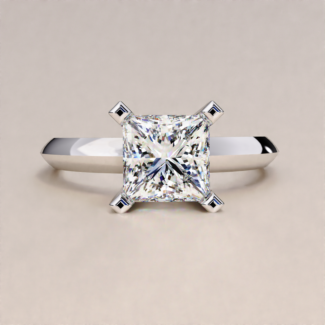 Princess Cut Lab Grown Diamond White Gold Engagement Ring