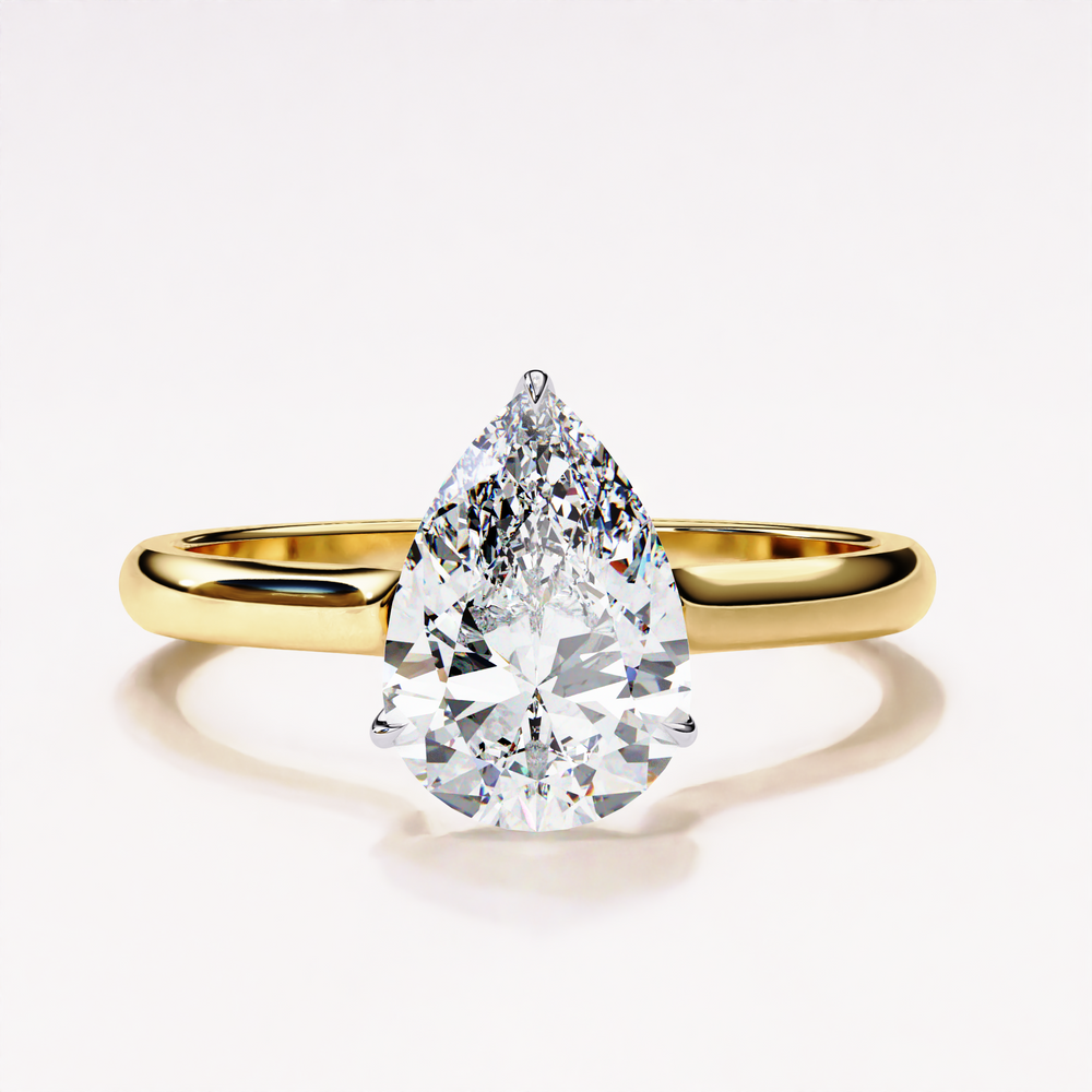 designer diamond ring | pear diamond setting | lab grown beauty
