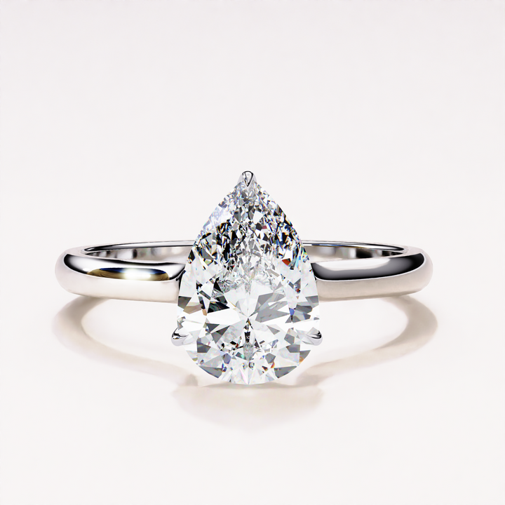 Open Designer Shank with Hidden Halo Pear Cut Lab Grown Diamond Ring
