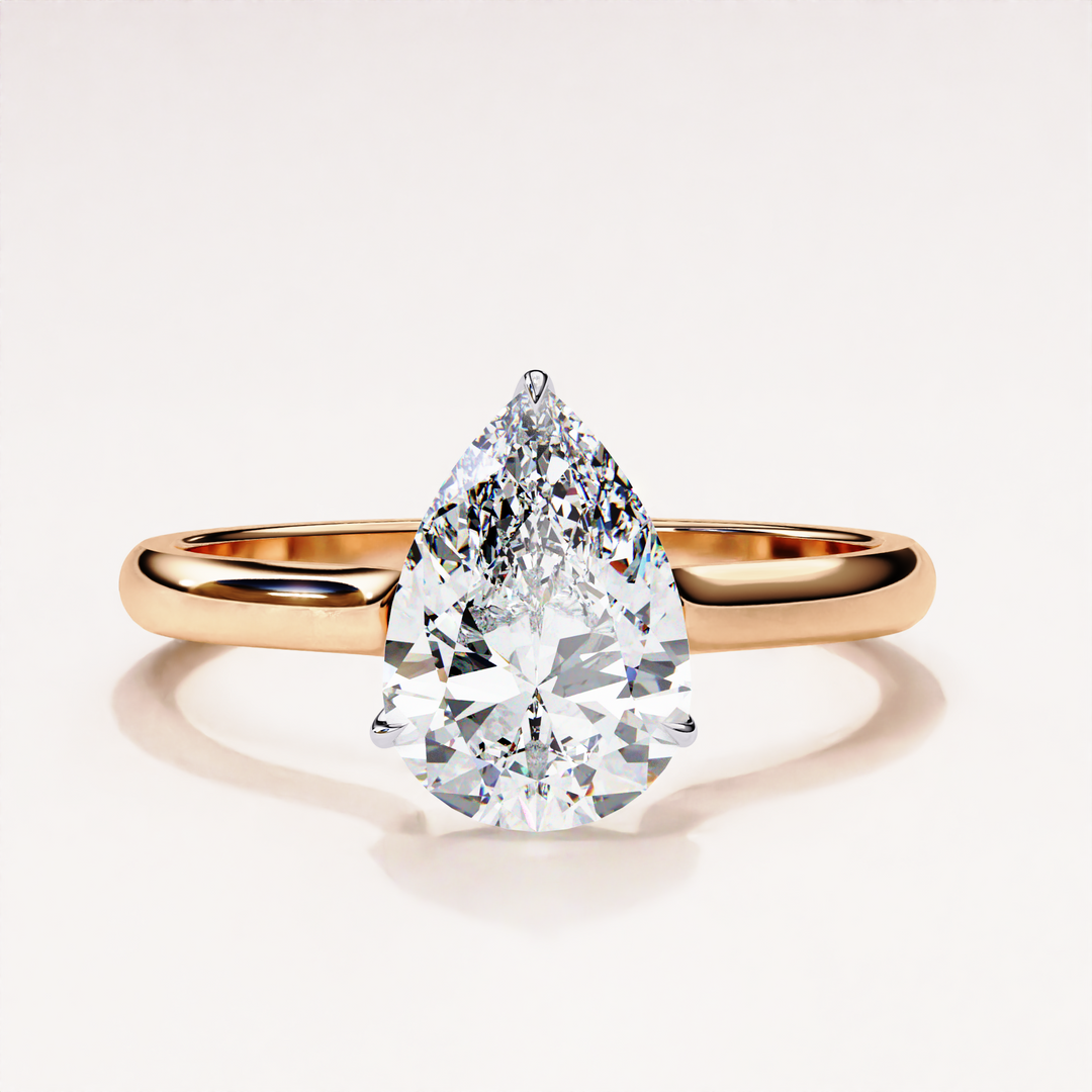 Open Designer Shank with Hidden Halo Pear Cut Lab Grown Diamond Ring