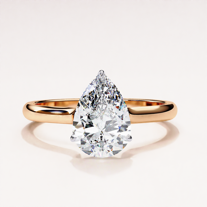 Open Designer Shank with Hidden Halo Pear Cut Lab Grown Diamond Ring