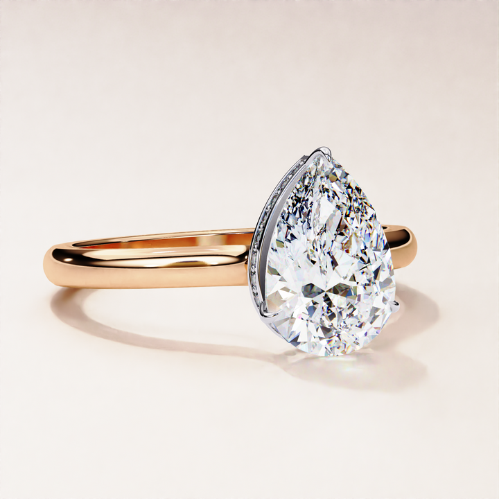 Open Designer Shank with Hidden Halo Pear Cut Lab Grown Diamond Ring