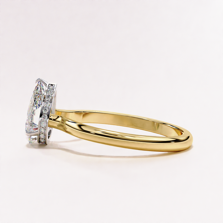 shank with diamonds | pear shaped ring | sustainable sparkle
