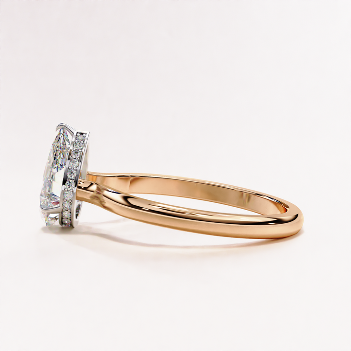 Open Designer Shank with Hidden Halo Pear Cut Lab Grown Diamond Ring