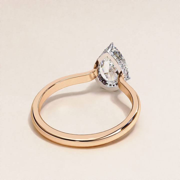 Open Designer Shank with Hidden Halo Pear Cut Lab Grown Diamond Ring
