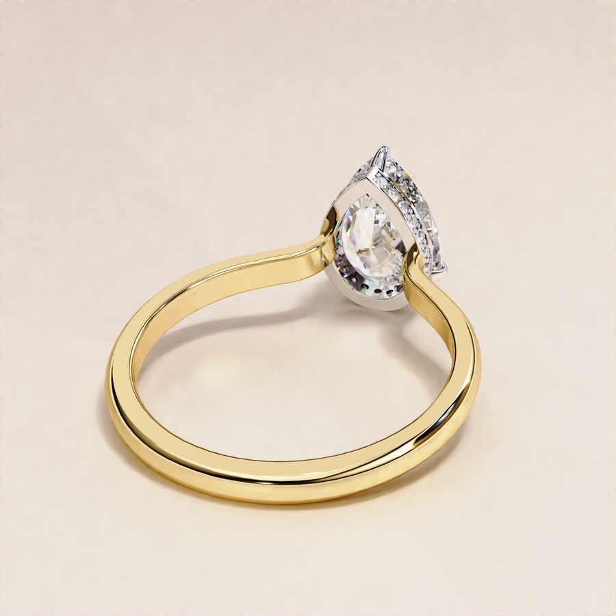 pear cut lab ring | hidden halo ring | open shank design
