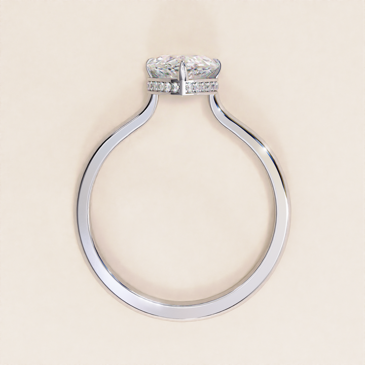 Open Designer Shank with Hidden Halo Pear Cut Lab Grown Diamond Ring