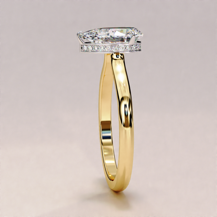dainty pear ring | hidden halo sparkle | ethical engagement ring
