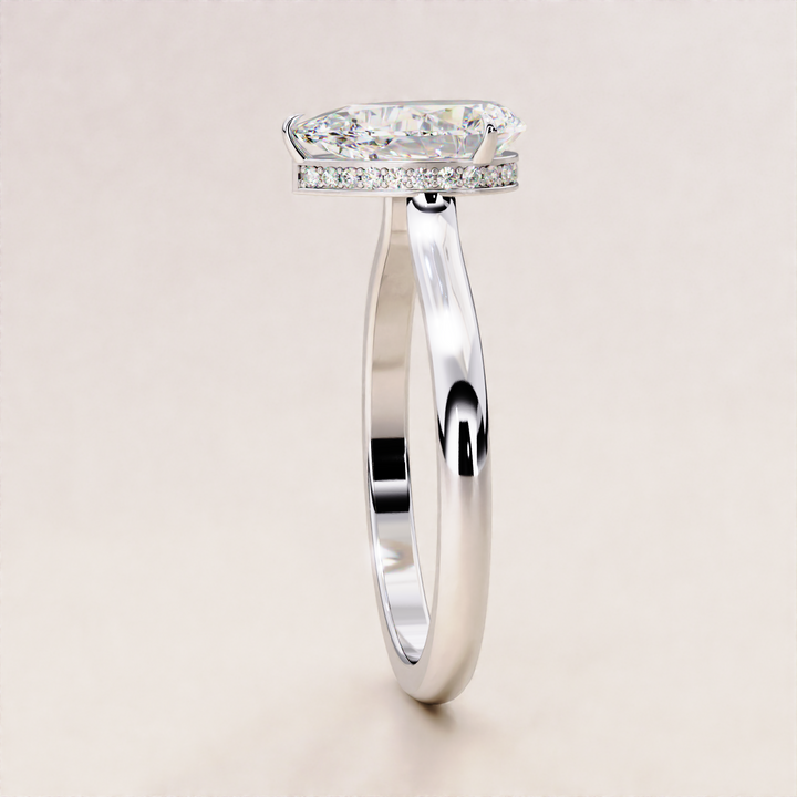 Open Designer Shank with Hidden Halo Pear Cut Lab Grown Diamond Ring