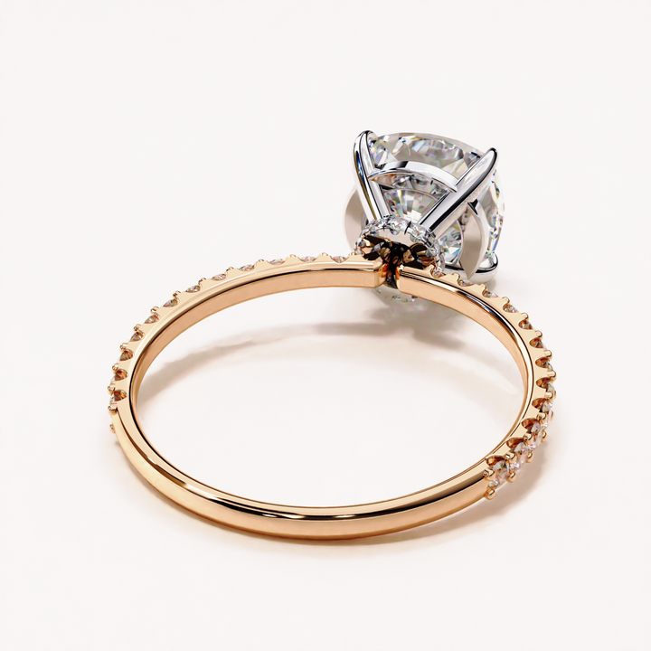 real gold cushion ring | affordable lab diamond | cushion solitaire ring
