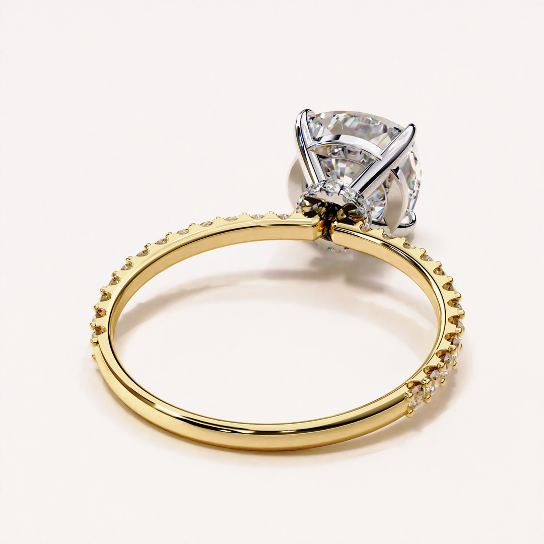 bridal ring lab diamond | handmade diamond ring | cushion center stone ring

