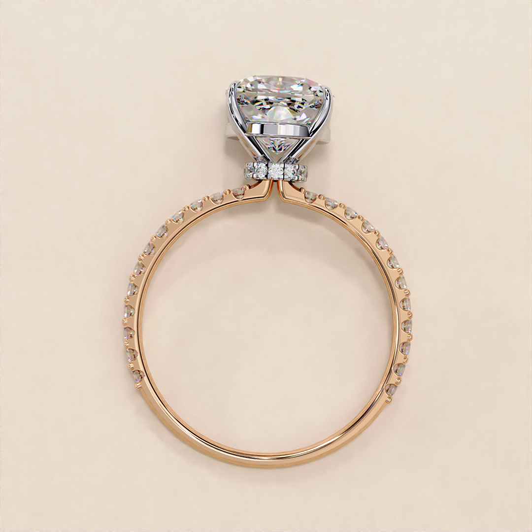 engagement ring trends | handcrafted lab diamond | ethical cushion ring
