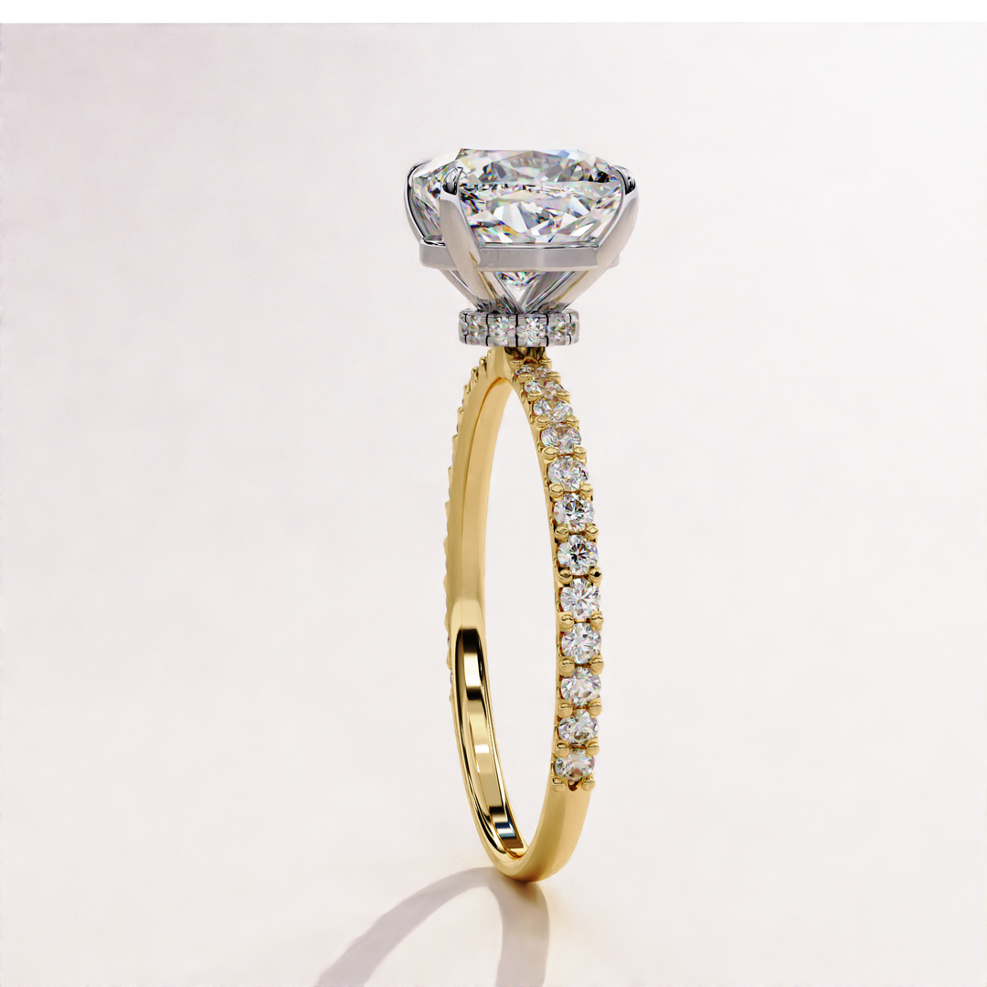 timeless lab diamond | modern diamond ring | unique cushion cut ring

