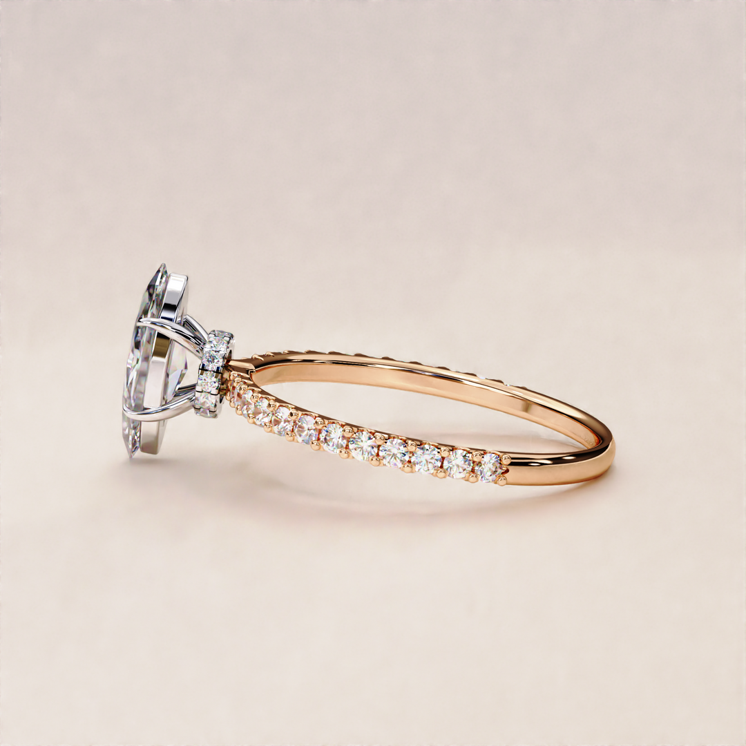 marquise solitaire gold | handmade gold ring | oval marquise diamond
