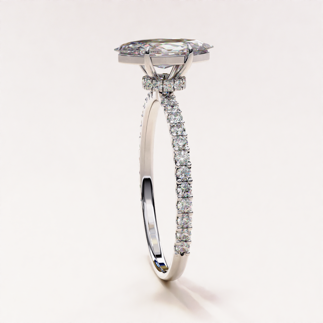 pavé band engagement ring | dainty gold ring | marquise solitaire ring
