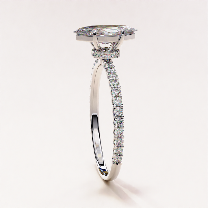 pavé band engagement ring | dainty gold ring | marquise solitaire ring
