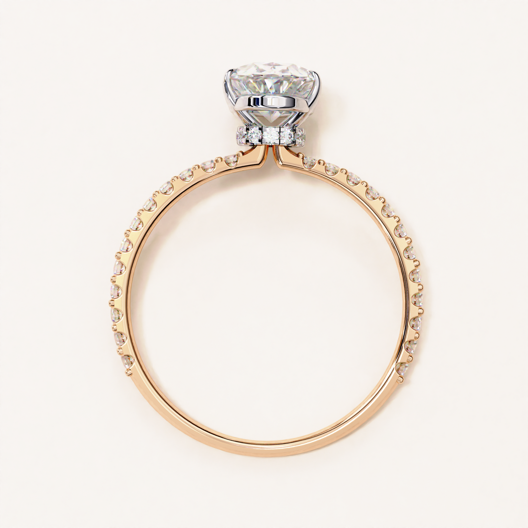 engagement ring oval cut | lab gem ring | solitaire with pavé band
