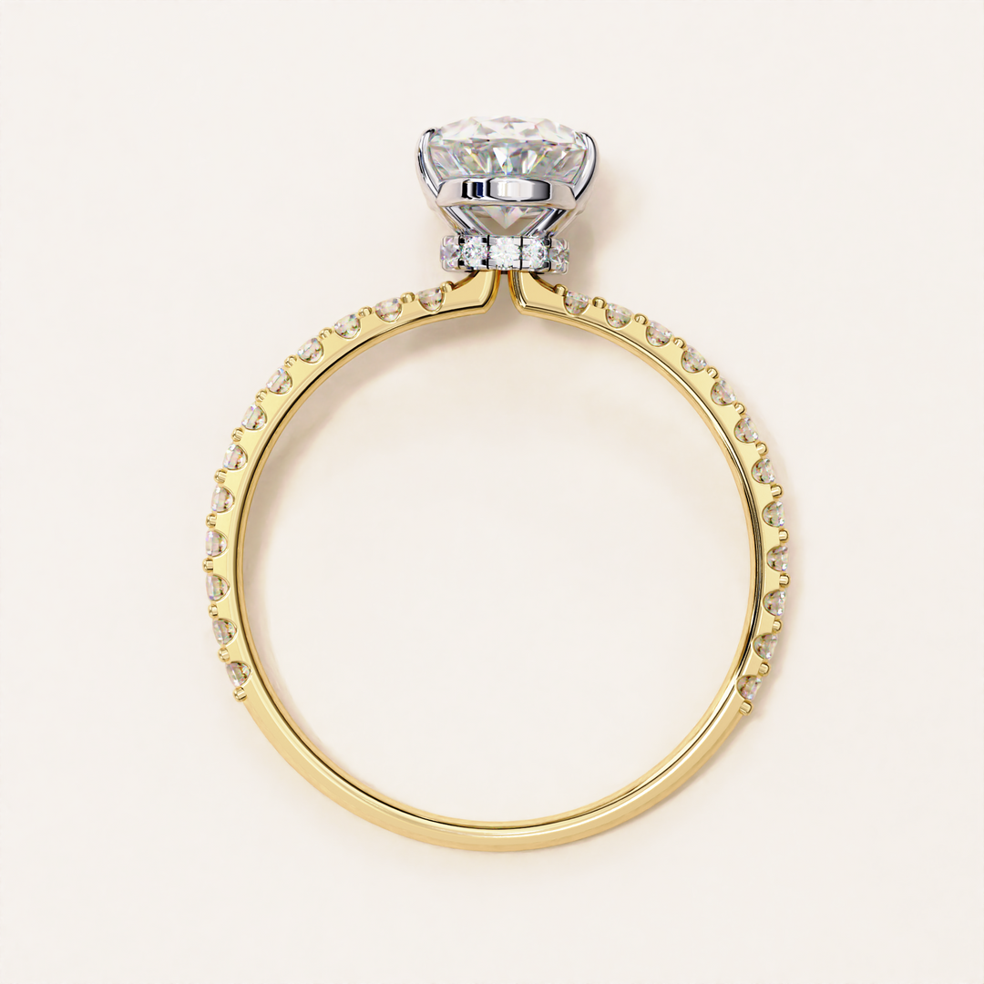 oval diamond pavé band | handcrafted diamond ring | rose gold wedding ring
