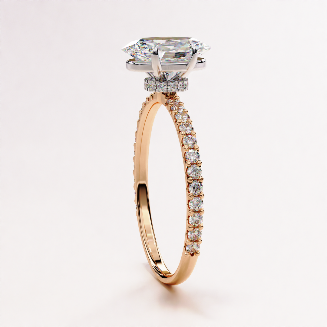 pavé lab grown ring | 18K rose gold ring | IGI certified lab ring
