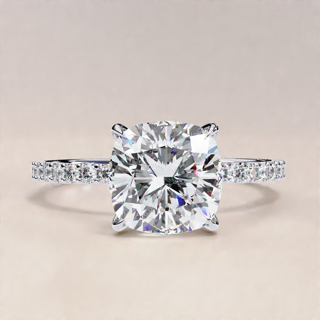 lab grown diamond ring | cushion cut engagement ring | ethical diamond ring
