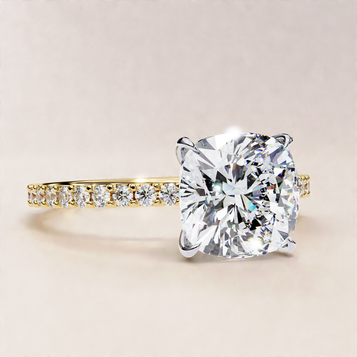 conflict free diamond | elegant gold ring | cushion cut brilliance
