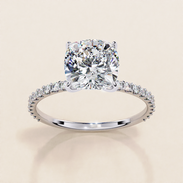 rose gold diamond ring | yellow gold cushion ring | 14k cushion cut ring
