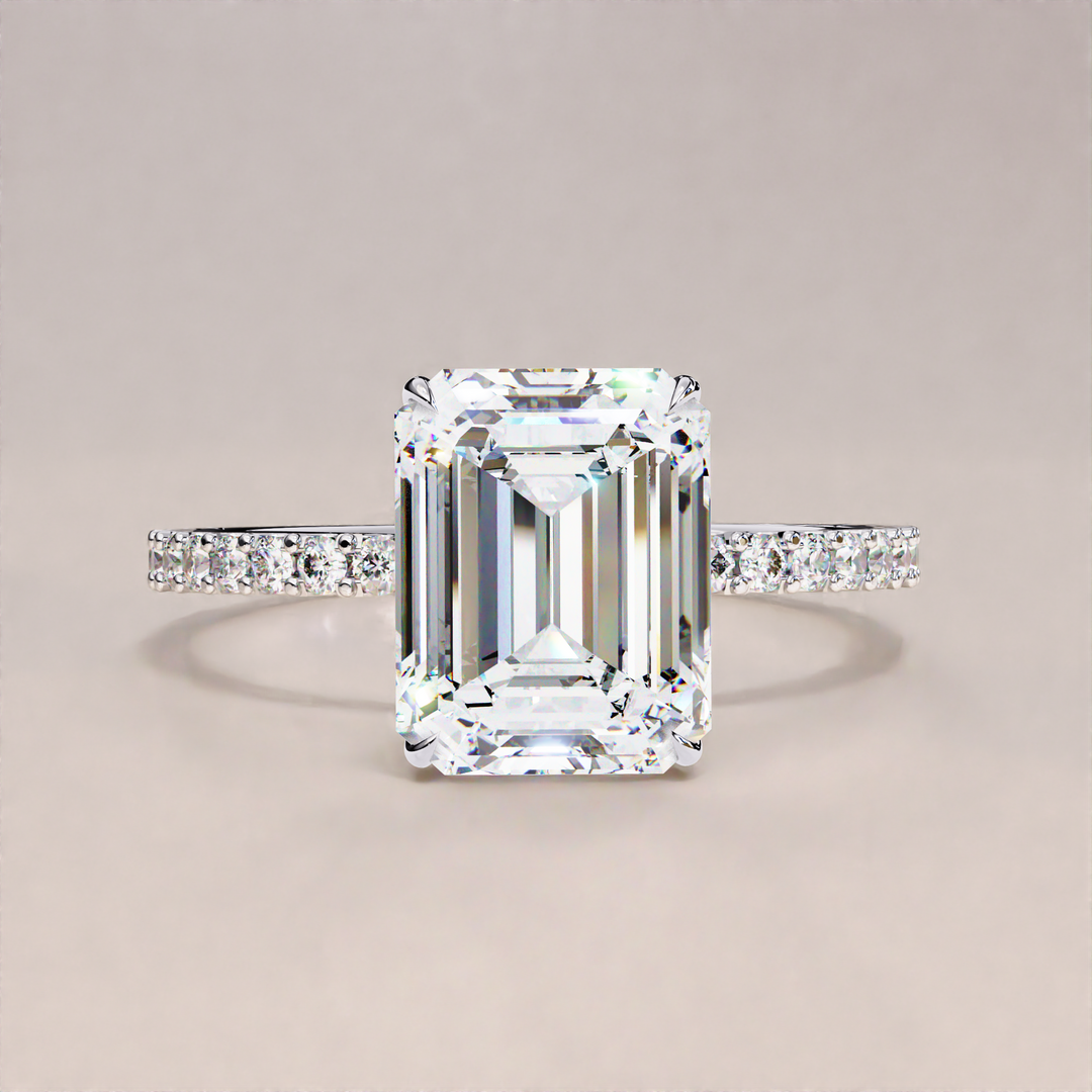 rose gold modern ring | unique emerald cut ring | dazzling lab jewel
