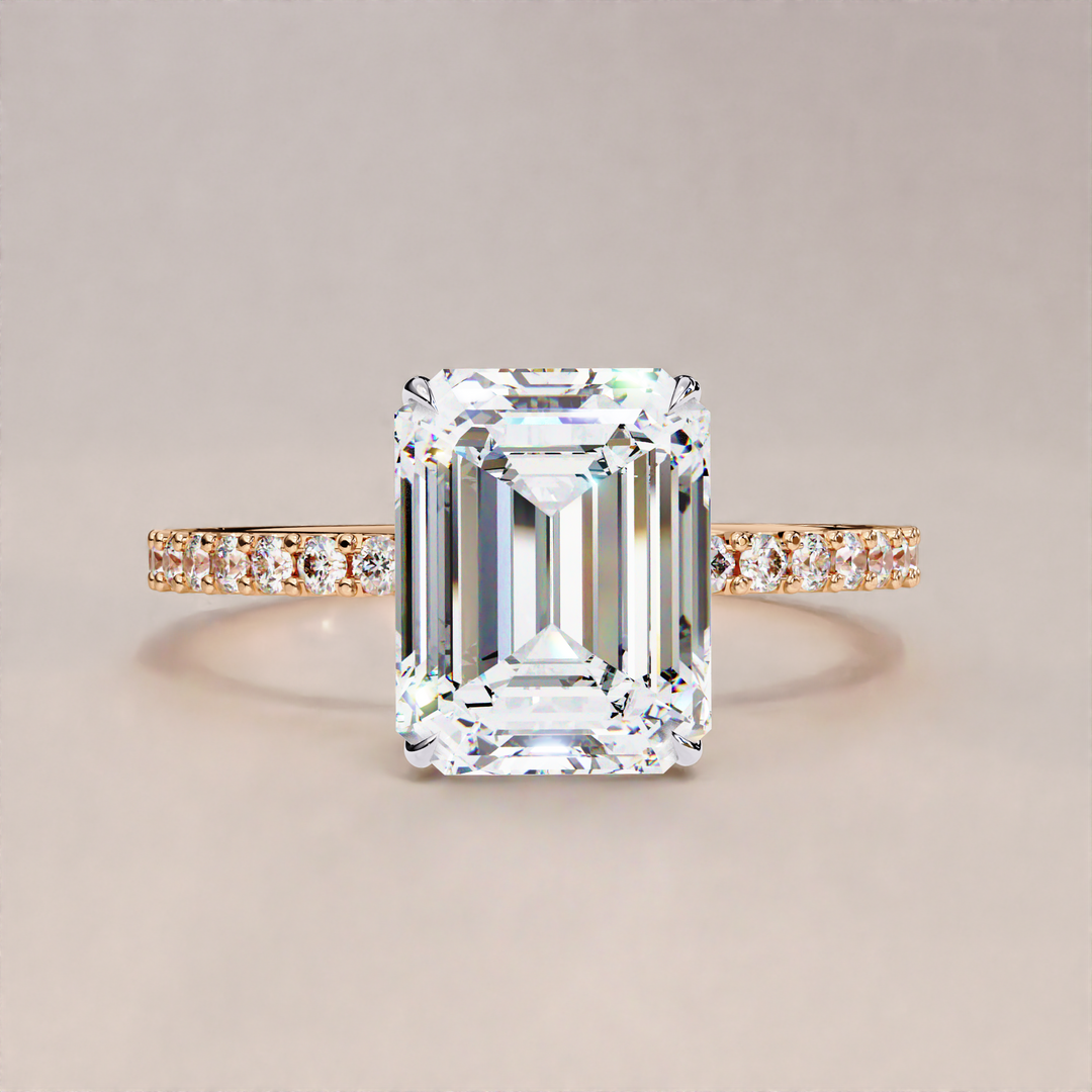 minimalist engagement ring | luxury lab grown ring | cushion pavé band
