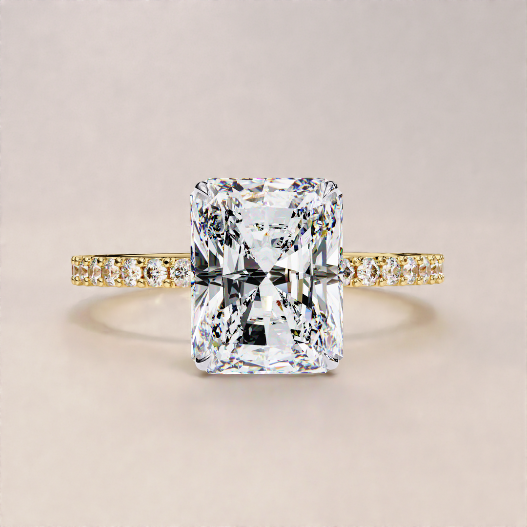 1.5ct radiant diamond ring | cushion cut vs radiant ring | slim band diamond ring

