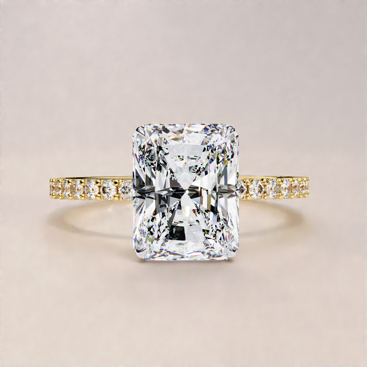 1.5ct radiant diamond ring | cushion cut vs radiant ring | slim band diamond ring

