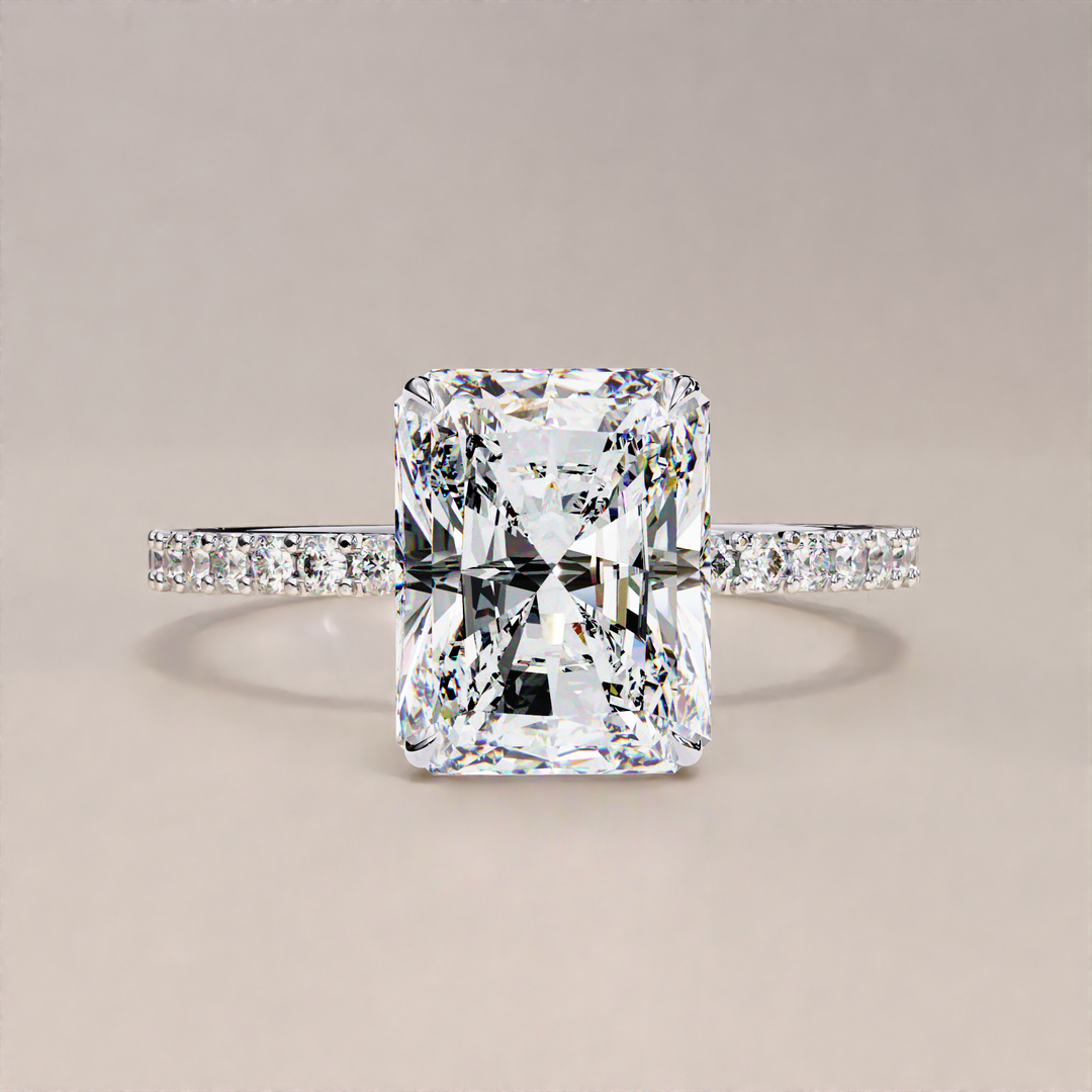 ring for promise or wedding | radiant solitaire dainty band | high sparkle ring

