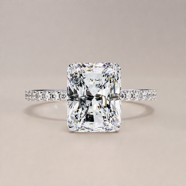 ring for promise or wedding | radiant solitaire dainty band | high sparkle ring

