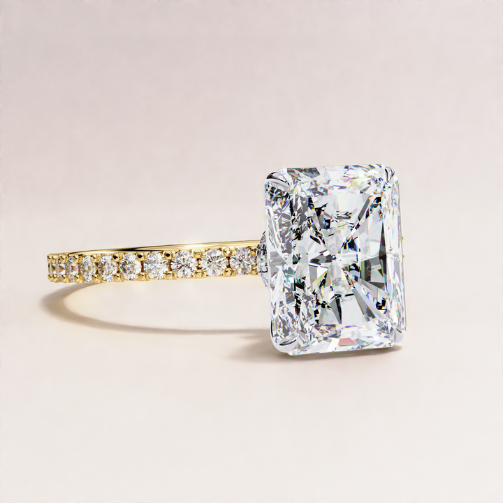 eco lab grown diamond | radiant brilliance ring | pink tone rose gold ring
