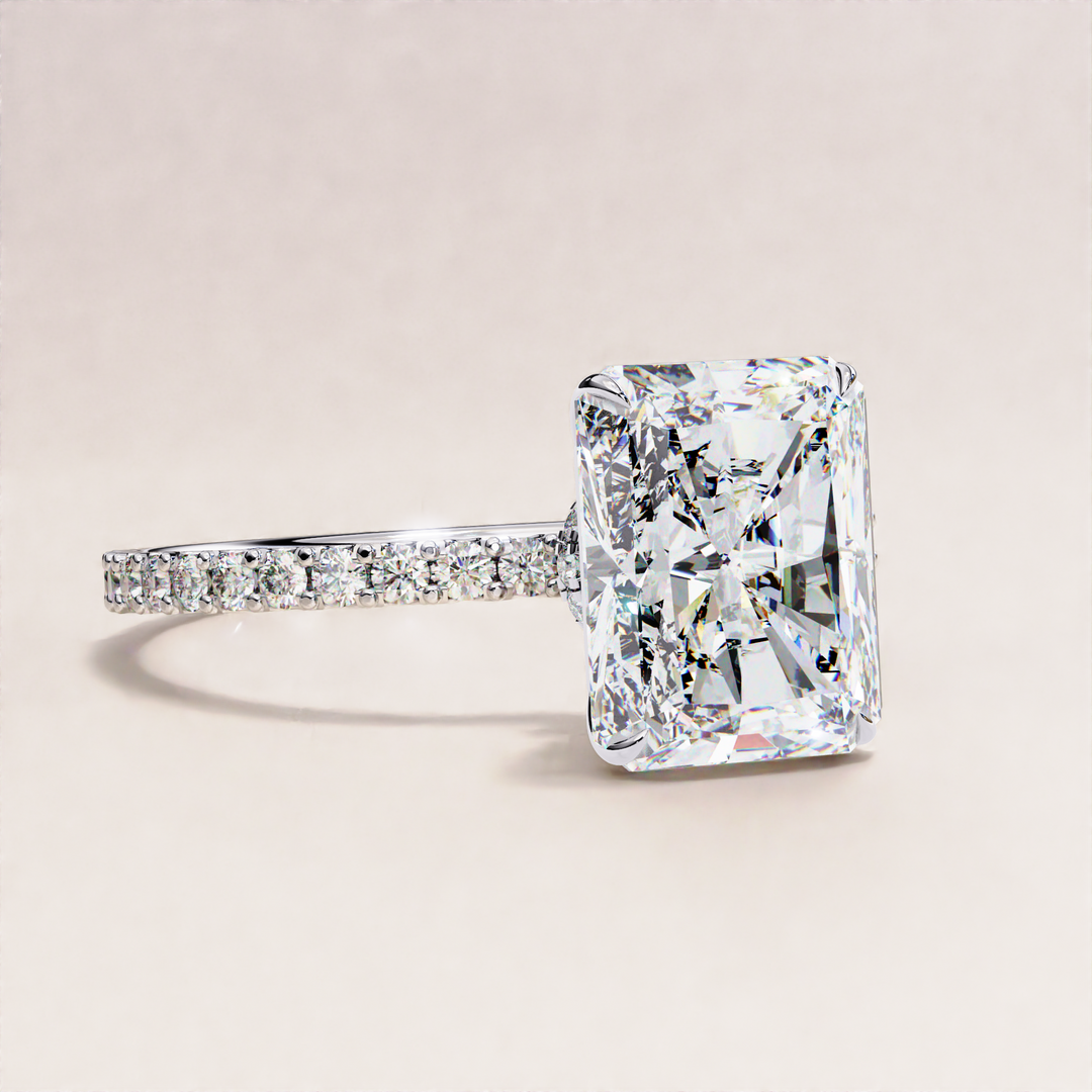 custom lab diamond ring | radiant engagement ring | minimalist diamond ring
