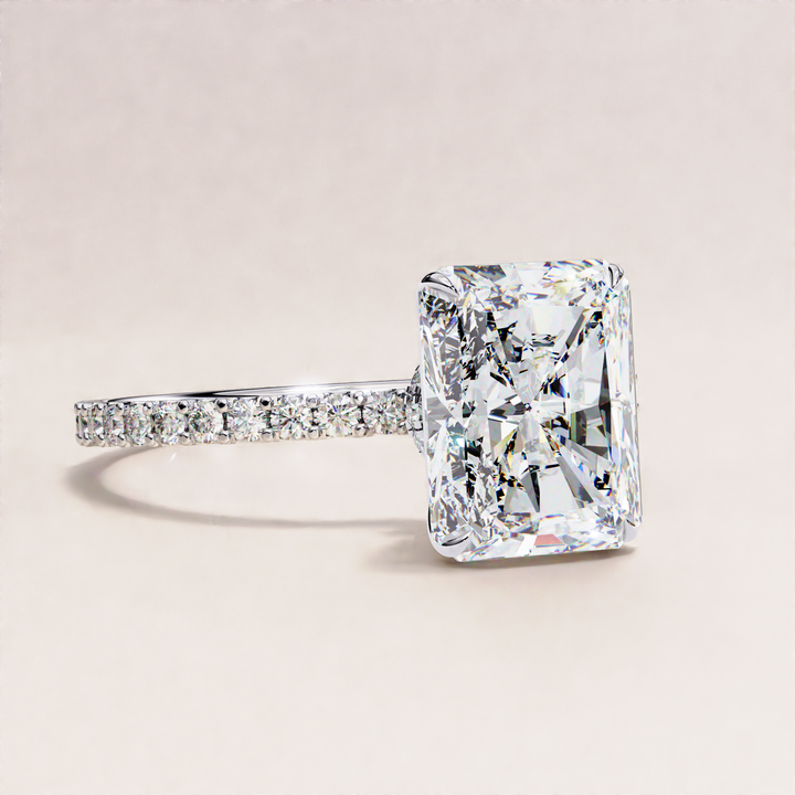 custom lab diamond ring | radiant engagement ring | minimalist diamond ring
