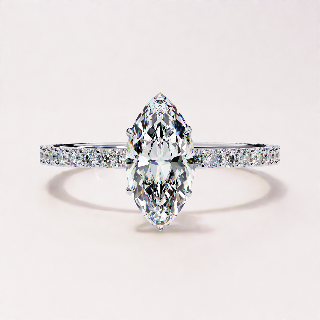 Marquise Cut Lab Grown Diamond Ring with Hidden Halo
