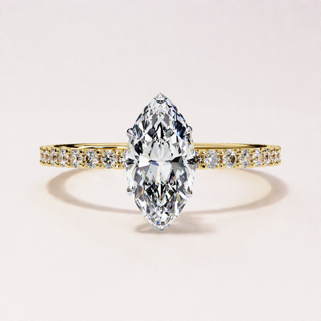 marquise cut diamond ring | lab grown marquise ring | gold marquise engagement
