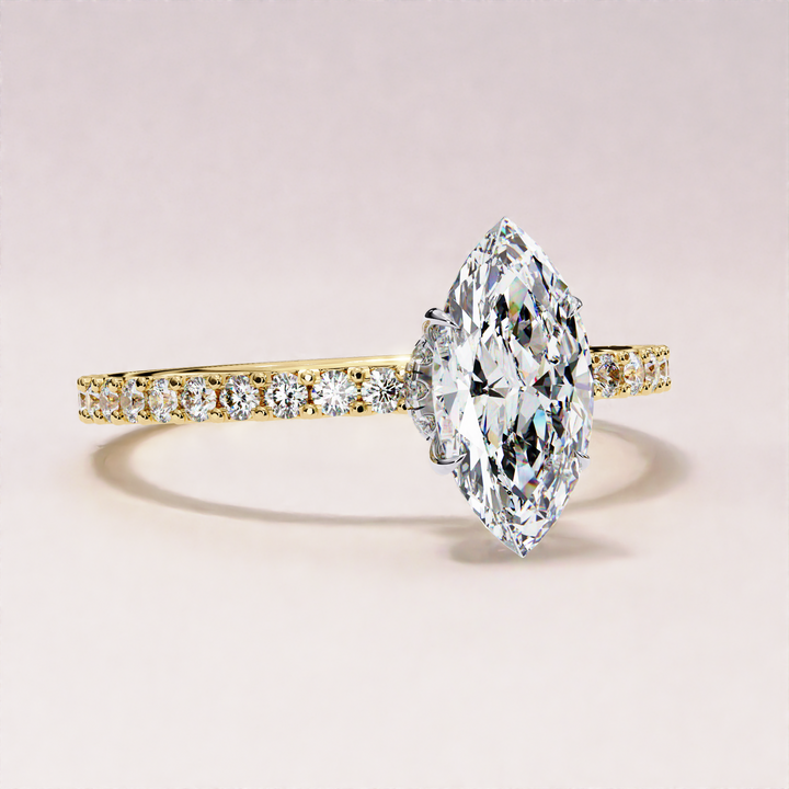 hidden halo setting | elegant lab grown ring | bridal ring lab diamond
