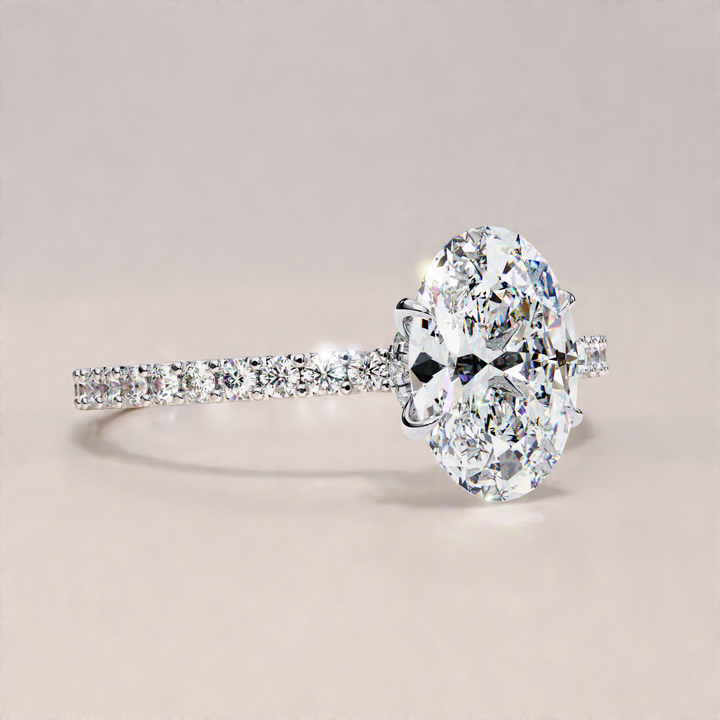modern lab grown ring | feminine engagement ring | polished diamond solitaire
