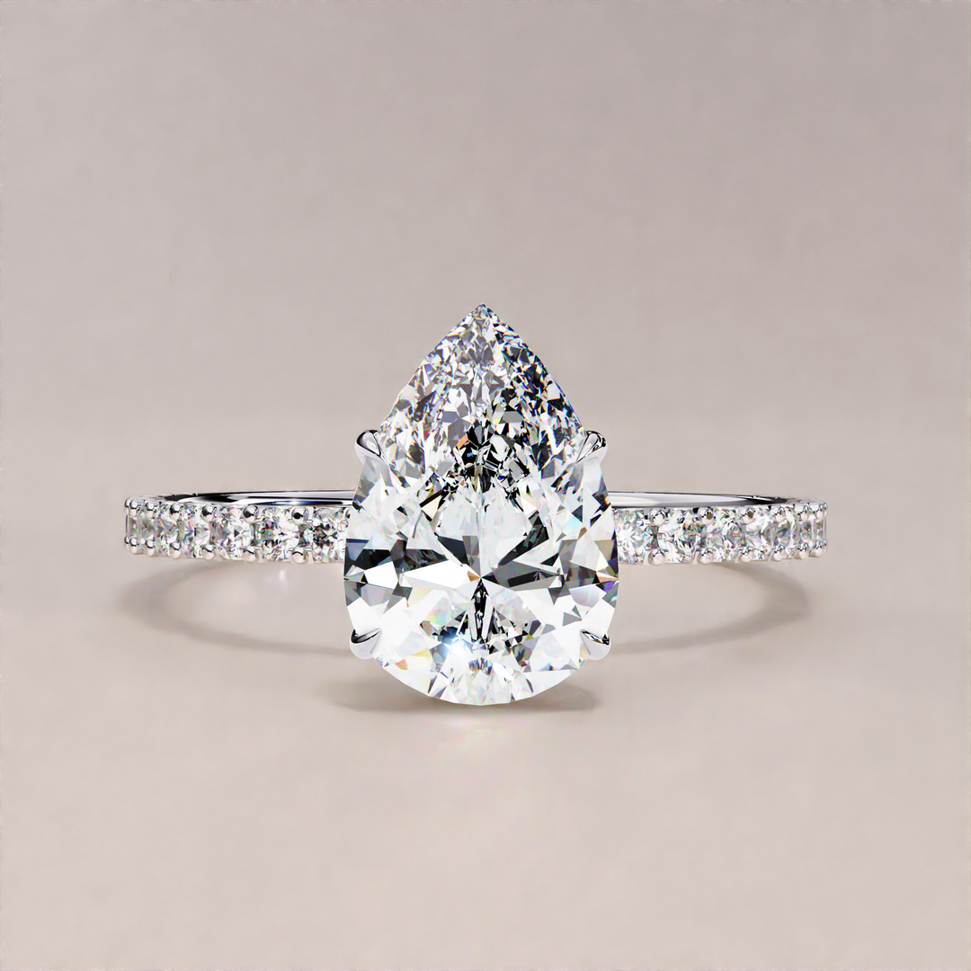 pear hidden halo ring | classic diamond ring | conflict free diamond
