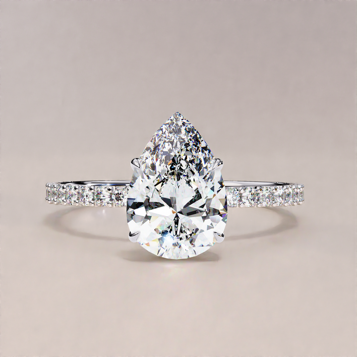 pear hidden halo ring | classic diamond ring | conflict free diamond
